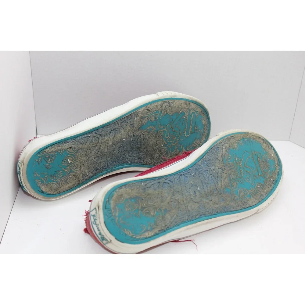 Blowfish Malibu Women's Magenta Pink Canvas‎ Distressed Frayed Slip On Sneakers